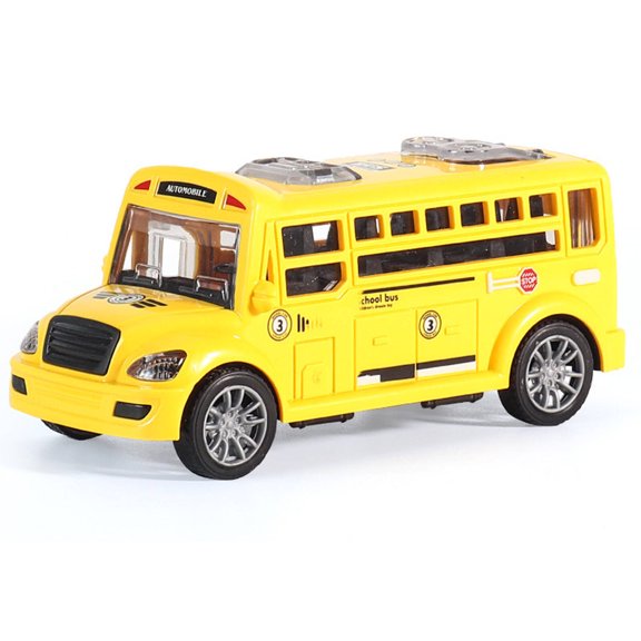 BESTSKY 2 Year Old Boy Birthday Gift,Self-Adhesive Back School Bus,Pull-Back Function Bus,Yellow