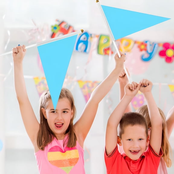 BESTSKY 20 Pack Solid Blue Flag Small Plain Blue Diy Flags on Stick,Party Decorations for Parades,Grand Opening,Kids Birthday,Party Events Celebration,7.9 X 11.8 Inches,15.8 Inches