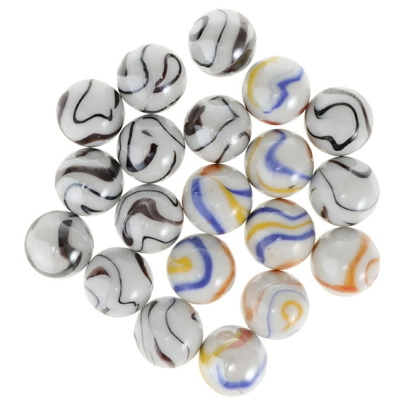 BESTSKY 20 Pcs 1 Inch White Glass Marbles, 25mm Porcelain Checkers