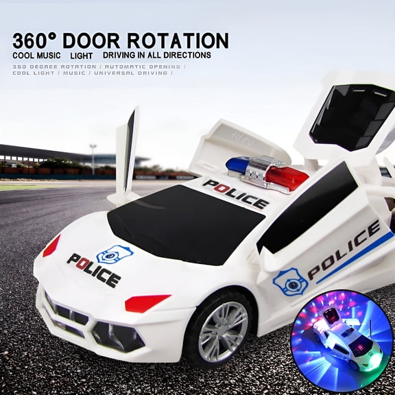 BESTSKY 2025 New! Toy Cars,Police Car Toys for Boys 3-5,Police Car Spinning Toy with Music Lights and Siren,Automatic Door Opening Spin Toy for Outdoor Indoor Kids Gifts