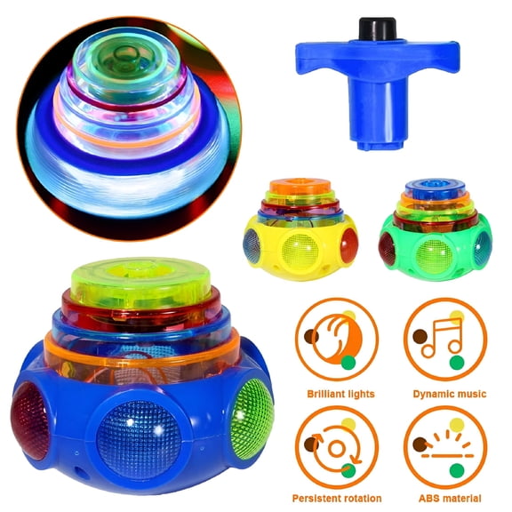 BESTSKY 2026 New 1 Pack Light Up Spinning Tops for Kids Led Gyro Flashing Peg-Top Spinner Toys Glow in the Dark Party Favors Bulk - Blue