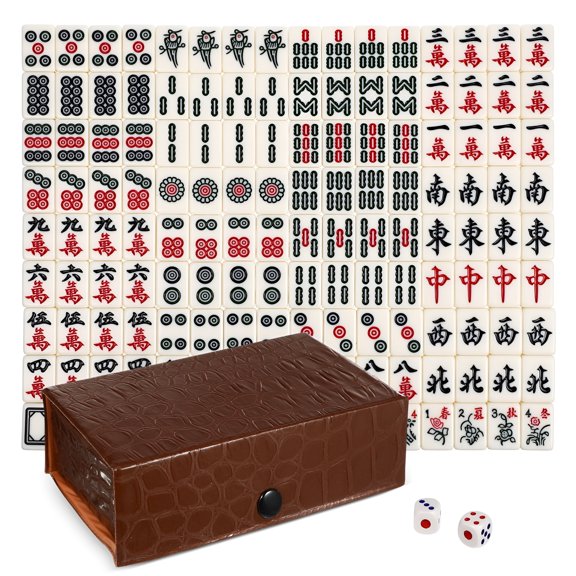 BESTSKY 2026 New 1 Set Chinese Mahjong Game Set Portable Mahjong Plaything for Travel Camping,For Outdoor Fun,Family Gatherings,Parties,Leisure Activities,Travel Entertainment.