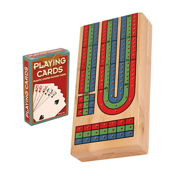 BESTSKY 2026 New 1 Set Cribbage Board Table Game Solid Wood Party Board Game Board Cribbage Cards Board for Family Game Night,Parties,Travel,Game Room