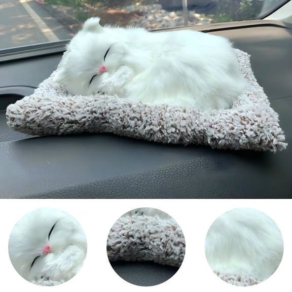 BESTSKY 2026 New 10.6*7.5In Plush Lifelike Pet Doll Toy,Realistic Dog Cat Stuffed Breathing Sleeping Animal with Mat Birthday Gifts for Kids Boys Girls for Bedroom,Playroom,Nursery