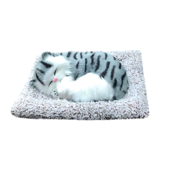 BESTSKY 2026 New 10.6*7.5In Plush Lifelike Pet Doll Toy,Realistic Dog Cat Stuffed Breathing Sleeping Animal with Mat Birthday Gifts for Kids Boys Girls
