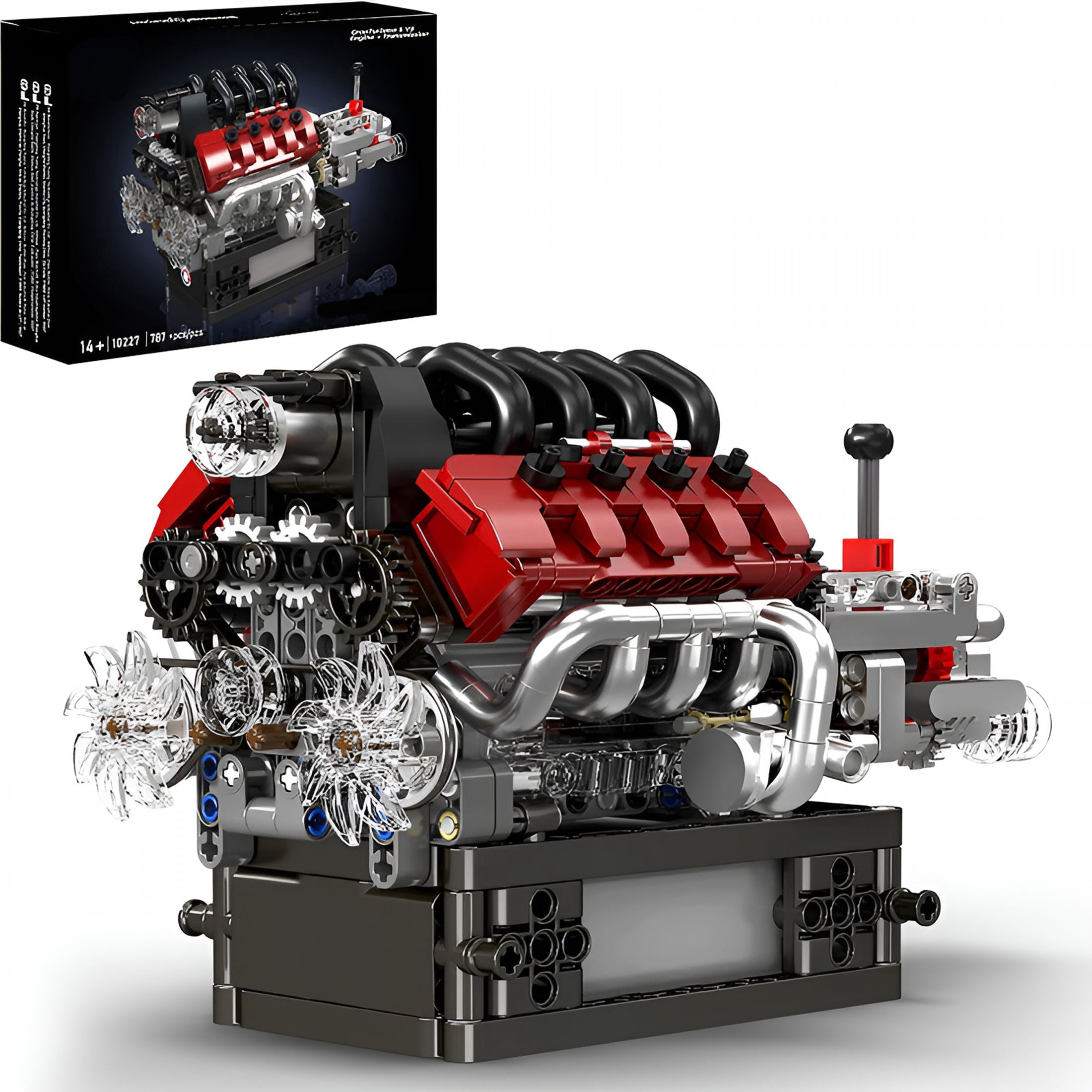 BESTSKY 2026 New 10227 V8 Engine Model Kit,787+Pcs Mini V8 Engine Kits That Runs,Build Your Own Car Model Engine with Gearshift&Motor,Building Blocks for Adults,Diy Construction Engineering Toy