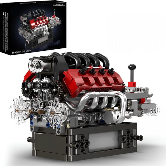 BESTSKY 2026 New 10227 V8 Engine Model Kit,787+Pcs Mini V8 Engine Kits That Runs,Build Your Own Car Model Engine with Gearshift&Motor,Building Blocks for Adults,Diy Construction Engineering Toy