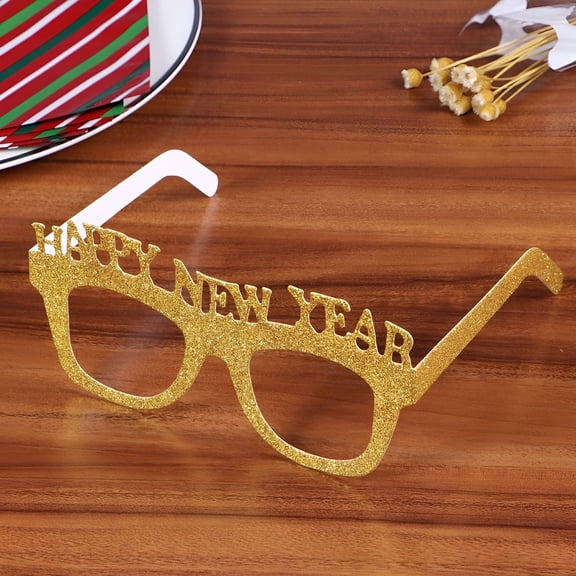BESTSKY 2026 New 10Pcs New Year Eve Party Eyeglasses Glitter Golden Paper Photo Props for Celebrations for New Year Parties,Photo Booths,Holiday Gatherings,Festive Events,Party Fun.