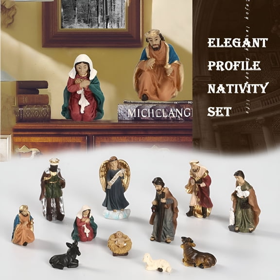 BESTSKY 2026 New 11-Piece Nativity Set,Includes Holy Family,Three Kings,Ox and Sheep,Jesus Christmas Decorations for Home,Table,Church,Holiday,Party