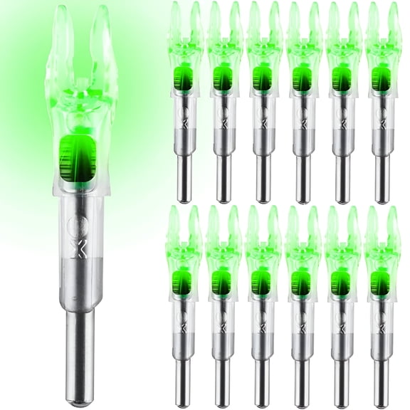 BESTSKY 2026 New 12 Pack X Lighted Nocks Universal Fit for Arrows,Light Up Nocks with On/Off Switch for Archery Hunting,Lighted Nocks for Crossbow Bolts