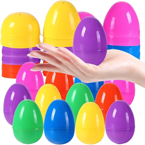 BESTSKY 2026 New 12 Pcs Fillable Easter Eggs,2.36'' Plastic Bright Easter Eggs Empty Bulk,Fillable Plastic Bright Eggs for Easter Egg Hunt,Surprise Eggs and Party Favors