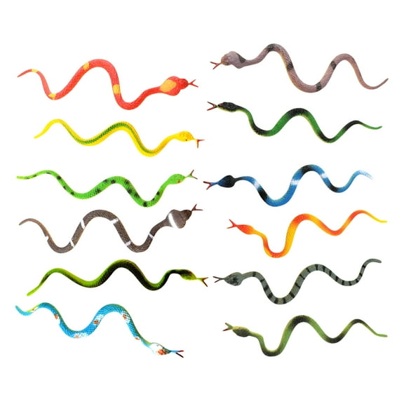 BESTSKY 2026 New 12Pcs Plastic Snakes Toys Bulk, 4 Inch Mini Rubber Fake Snakes Rain Forest Party Favors Decorations Realistic Assorted Colorful for Gag Toys Prank Prop