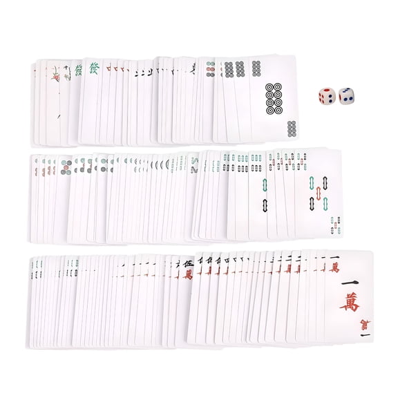 BESTSKY 2026 New 144Pcs/Set Mah Jong Paper Mahjong Chinese Playing Cards Game with 2Pcs Dices Entertainment Playing Cards Kit,For Card Games,Family Games,Party Games,Travel Games,Game Night