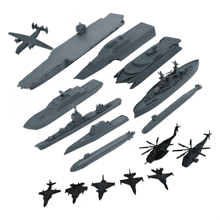 BESTSKY 2026 New 17Pcs Submarine Toy Aircraft Carrier Toy for Collection Model Kits Naval Ship Play Set Model Warships Ship Kits for Adult