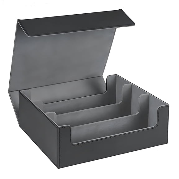 BESTSKY 2026 New 1800+ Card Deck Case for Trading Cards,Magnetic Card Storage Box Top Side-Loading Deck Case Game Cards Box Black+Gray