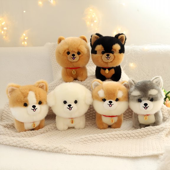 BESTSKY 2026 New 20Cm Dog Plush Toy Cute Corgi Pomeranian Husky Bichon Frise Yorkshire Terrier Plushies Ornament Soft Stuffed Animal Puppy Doll Home Room Decoration Birthday Gift