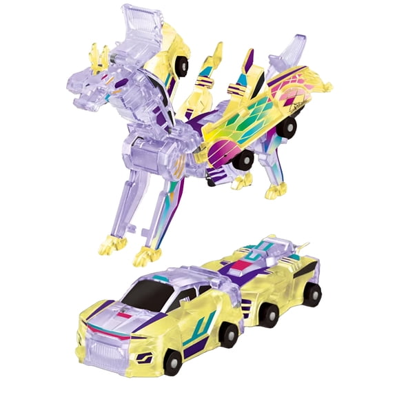 BESTSKY 2026 New 2In1 Transforming Dinosaur Toys,Transformation 2 Pack Car Toy with Collision Transforming Car for Girls Age 4-6 | Party Gift for Birthday,Christmas(Pink Dragon)
