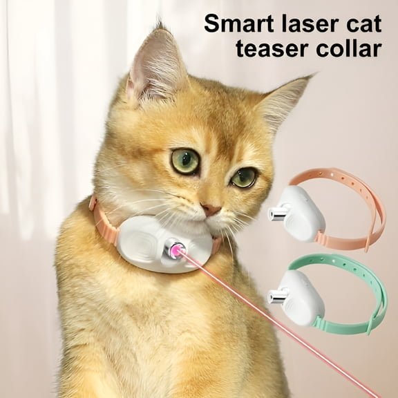 BESTSKY 2026 New 2Pcs Automatic Cat Toys Laser Collar with Red Light, Wearable Collar for Kitten Interactive Cat Toys with Led Light, Usb Rechargeable