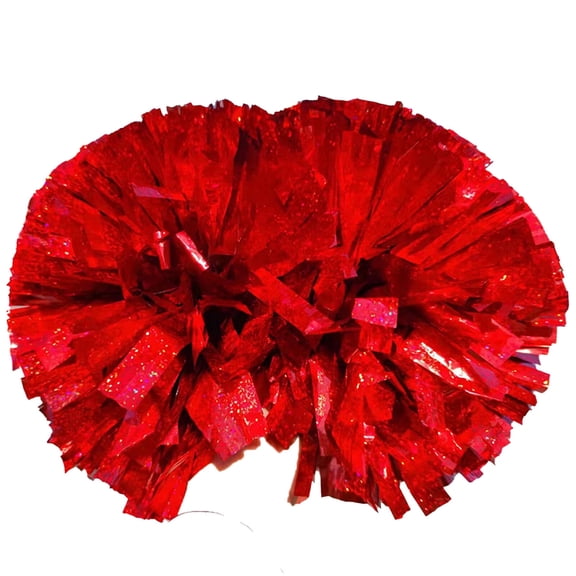 BESTSKY 2026 New 2Pcs Metallic Foil Cheer Pom Cheerleading Flower Balls Cheerleading Poms for School Party Competition Laser Gemstone Red