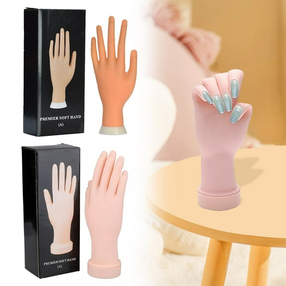 BESTSKY 2026 New 2Pcs Practice Hand for Acrylic Nails, Flexible Nail Mannequin Hands for Nails Practice, Bendable Training Fake Hand Manicure for Nail Art Beginners