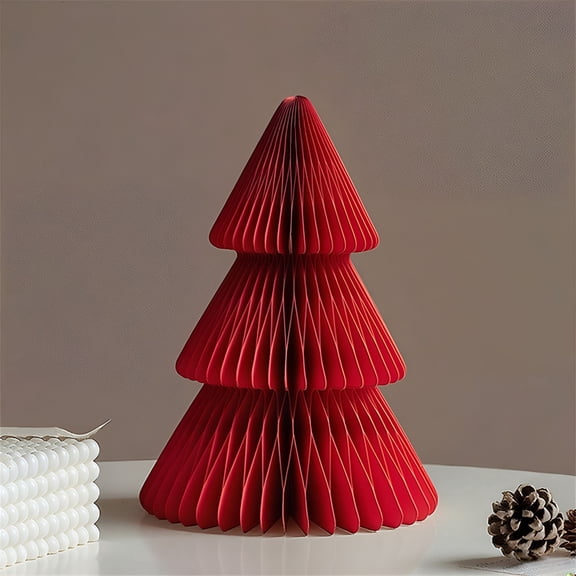 BESTSKY 2026 New 30Cm Height Paper Tabletop Christmas Tree Decoration for Festive&Year Round Use,Origami Style Three Tiered Structure with Shimmering Glitter Details Giant Paper Christmas Tree