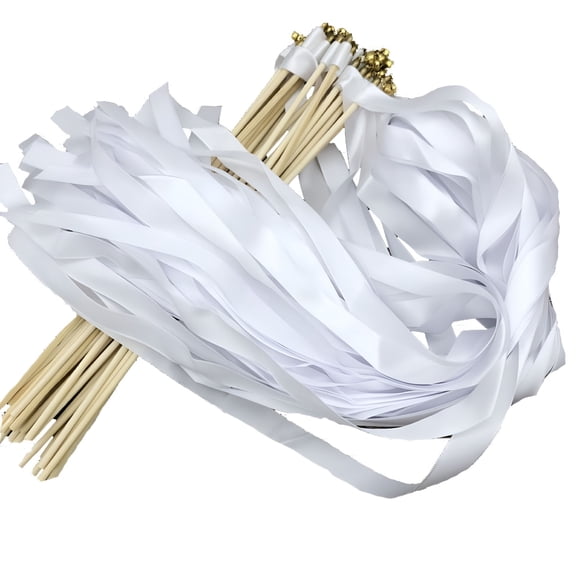 BESTSKY 2026 New 30Pcs Wedding Party Ribbon Sticks Wand Streamer Lightweight Fairy Ribbon Sticks with Bells for Weddings,Birthday Parties,Baby Showers,Dance Performances,Festive Events