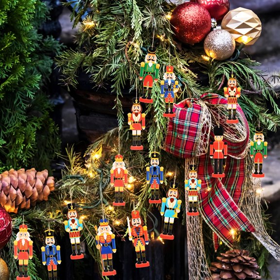 BESTSKY 2026 New 36 Pcs Ornaments Decor Nutcracker,Nutcracker Christmas Ornaments,Wooden Nutcracker Ornaments for Tree,Mantel,Wreath,Holiday Display 13.00X4.50X0.10Cm