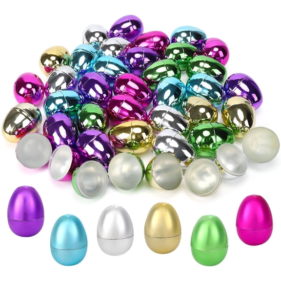 BESTSKY 2026 New 36Pcs Metallic Fillable Easter Eggs, Colorful Bright Plastic Easter Eggs for Easter Hunt, Filling Treats, Easter Basket Stuffers, Classroom Prize Supplies