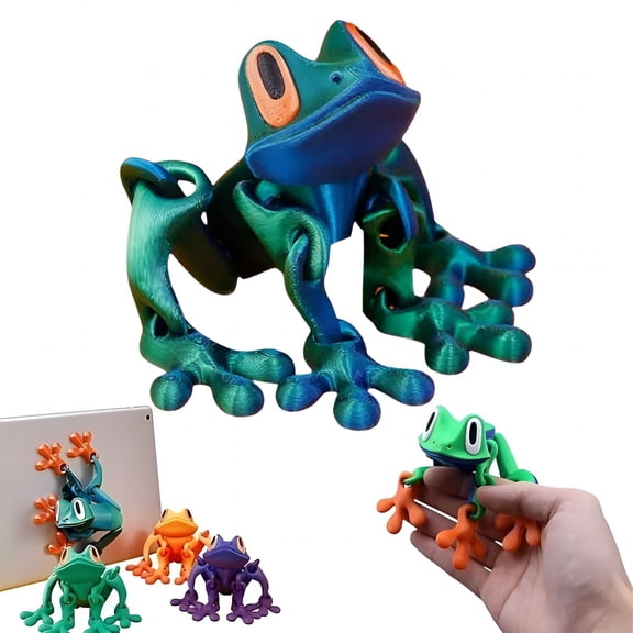 BESTSKY 2026 New 3D Printed Magnetic Frog,New 3D Printed Frog Fridge Magnets,Movable Joint Frog Toy Model,Frog Refrigerator Magnets Decor,For Home Office Decor (BlueM)