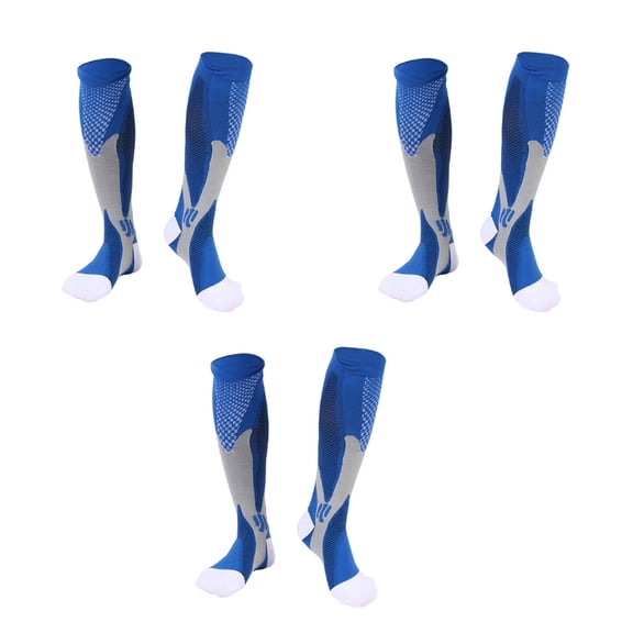 BESTSKY 2026 New 3Pcs Compression Socks,Magical Compression Support Knee High Socks,Suitable for Various Sports Occasions Plus Size Exclusive Design Compression Socks for Men,Blue
