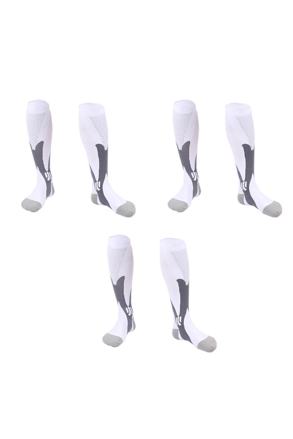 2026 New 3Pcs Compression Socks,Plus Size Exclusive Design Knee High Socks,Suitable for Various Sports Occasions Magical Compression Support Compression Socks for Men,White