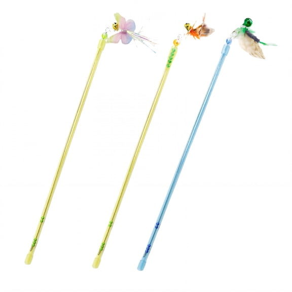 BESTSKY 2026 New 3Pcs Kitten Toys Fun Interaction Cat Wand Toy Strengthen Cat Bonding Cat Toys Wands Style1 for Interactive Play Cat Bonding Exercise Stimulating Activity Mental Engagement