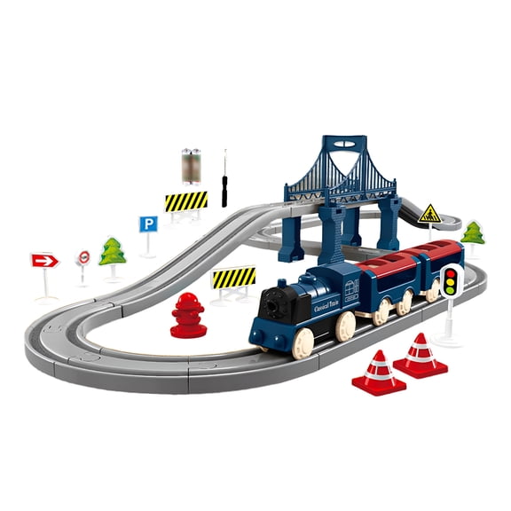 BESTSKY 2026 New 40Pcs Electric Train Set Railway Learning Educational Toys for Toddlers Kids 3 4 Blue for Playtime,Learning,Motor Skills Development,Imaginative Play,Interactive Games.
