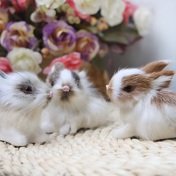 BESTSKY 2026 New 4Pcs Mini Realistic Rabbits Cute White Plush Rabbits Kids Toy Plush Bunny Easter Rabbit Toy for Easter Gifts,Kids' Playtime,Decoration,Plush Collection,Holiday Surprises
