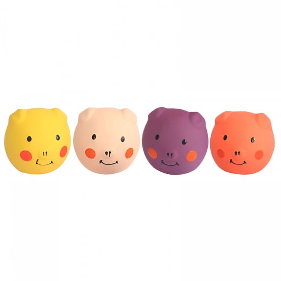 BESTSKY 2026 New 4Pcs Squeaky Dog Toys Latex Pig Balls Toys Pet Dog Bite Toys Adorable Puppy Toys (Mixed Color)
