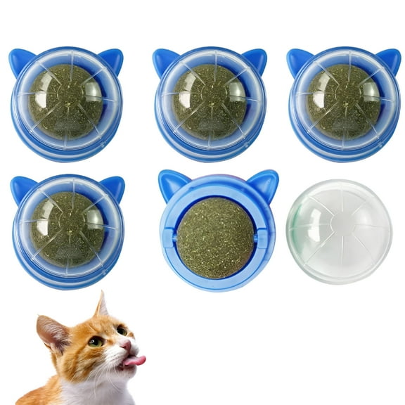 BESTSKY 2026 New 5 Pack Cat Ears Catnip Ball for Cat Wall,Cat Nip Treats,Self-Adhesive Rollerball Wall Mounted Cat Nip Ball,Cat Mint Chew Toy for Cleaning Teeth/Playing/Relieve Anxiety