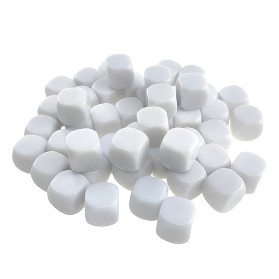 BESTSKY 2026 New 50 Pcs 16Mm Blank White Dice Set Acrylic Rounded D6 Dice Cubes for Game,Party,Fun,Diy Sticker and Math Teaching for Board Games,Classroom,Party,Diy Crafts,Math Activities
