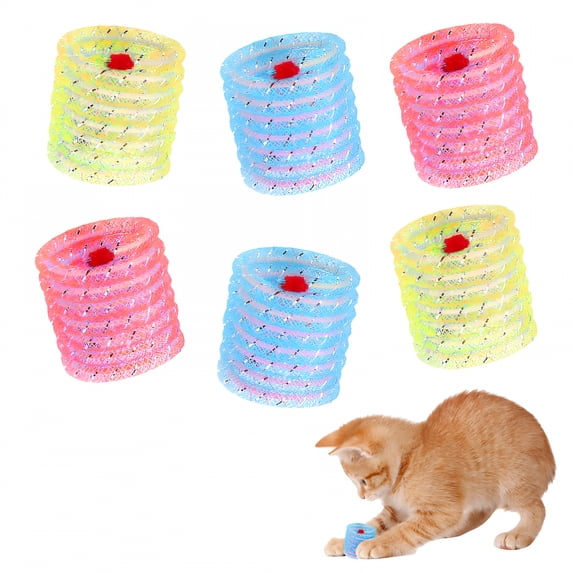 BESTSKY 2026 New 6Pcs Colorful Cat Spring Toys Portable Kitten Teaser ...