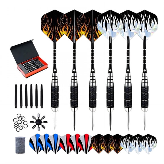 BESTSKY 2026 New 6Pcs Darts Aluminum Alloy Precision Steel Tip Darts,Elegant Dragonbone Darts Style Metal Tip Set for Home, Bar, Club, Tournament Style1
