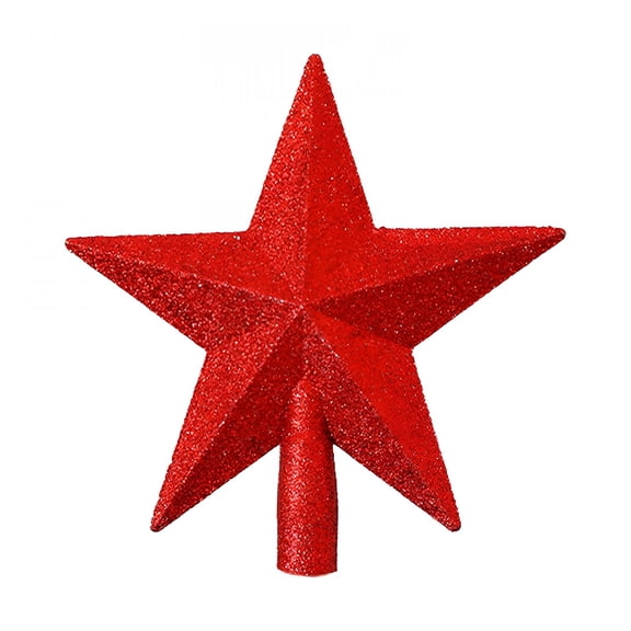 BESTSKY 2026 New 7.8In Glitter Star Mini Christmas Tree Topper Shatter-Proof Small Christmas Tree Decoration Treetop for Holiday Ornament Or Home Dcor