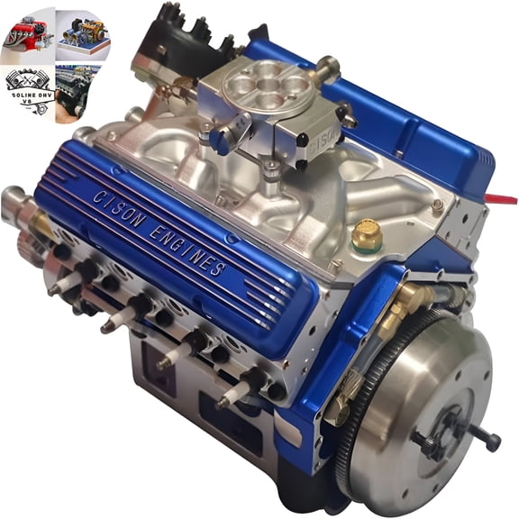 BESTSKY 2026 New 89%-Gasoline Ohv V8 Small-Block Engine Model Kits, V8 Engine Kit Gasoline, Build Your Own Stem V8 Model Engine for Adults, Mini V8 Model Engine Kit (Blue)