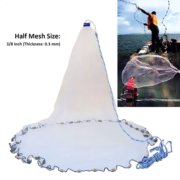 BESTSKY 2026 New 8Ft Fishing Cast Net, Free Traditional Hand Thrown Net with 240 Steel Sinker for Fishing, Bait Collection, Recreational Fishing, Outdoor Activities, Boat Fishing, Shore Fishing