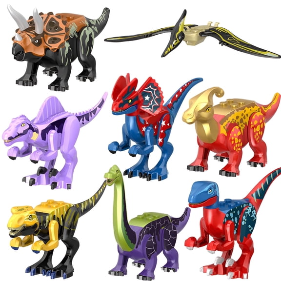 BESTSKY 2026 New 8Pcs Toddler Blocks,Realistic Dinosaurs Building Blocks,Non-Toxic Abs Toy Building Sets