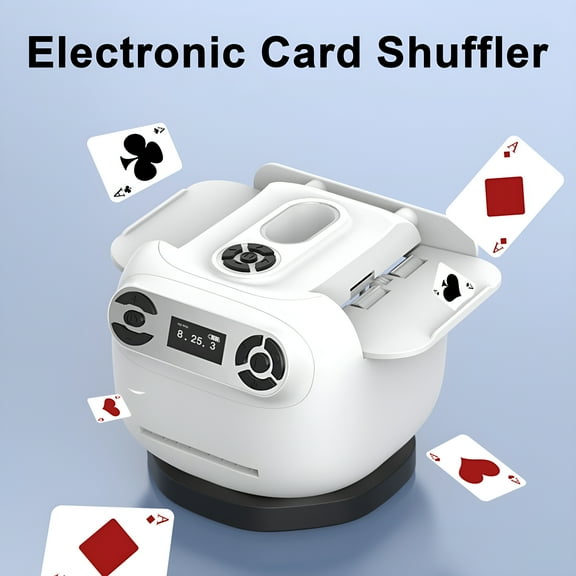 BESTSKY 2026 New Automatic Card Shuffler Dealer 1 to 8 Players 2-In-1 Electric 2 Deck Poker Card Dealer Machine 360 Degrees Rotating Rechargeable Card Shuffling Dealing Device
