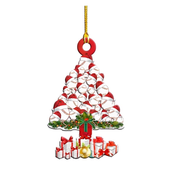 BESTSKY 2026 New Baseball Christmas Ornament Personalized Christmas Tree Ornament Xmas Tree Shape Acrylic Ornament Hanging Decorations Baseball Gift Keepsake for Baseball Player Sports Fan