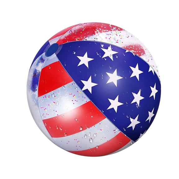 BESTSKY Big Beach Ball American Flag Pool Ball Patriotic Beach Ball With Shiny Confetti For Pool Beach And Sea Party