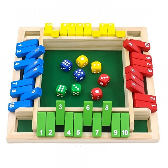 BESTSKY 2026 New Board Game, Funny Family Games-Shut the Box Board Game, Shut the Box Game 4 Player, Four-Sided Flip Card Game, Improve Learning Ability, Thinking Ability, Logic Ability (Colorful)