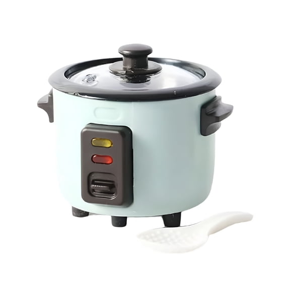 BESTSKY Dollhouse Kitchen Appliances Miniature Rice Cooker and Breakfast Machine Peacock Blue