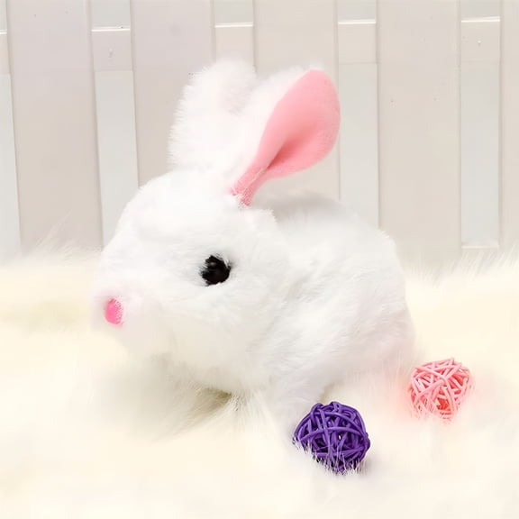 BESTSKY 2026 New Bunny Toys Educational Interactive Toys Bunnies Can Walk and Talk,Easter Plush Stuffed Bunny Toy Walking Rabbit Educational Toys for Kids,Hopping Wiggle Ears Twitch Nose