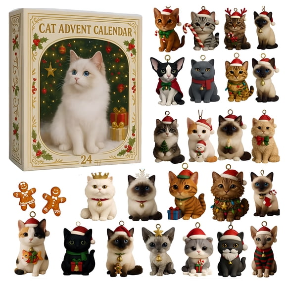BESTSKY 2026 New Cat Advent Calendar ,Cute Pet Figures 24 Days Christmas Countdown Calendar,Christmas Advent Calendar for Cat Lovers,Christmas Advent Calendar with Surprise Toys Christmas Gifts